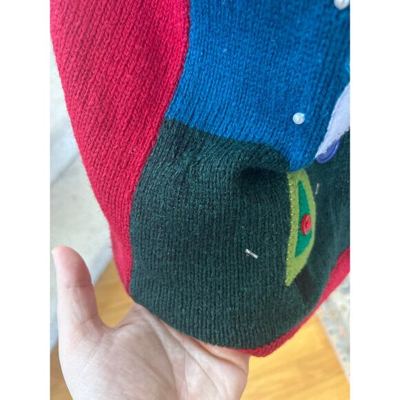 Vintage Patchwork Snowman Candy Cane Red Wool Blend Vest - Picture 7 of 9